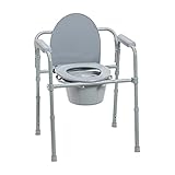 Drive Medical 11148-1 Folding Steel Bedside Commode Chair,...