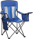 Amazon Basics Camping Chair, Large, Mesh Back, Blue