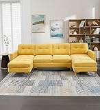 TARTOP, L-Shape Convertible Sectional Sofa, Yellow